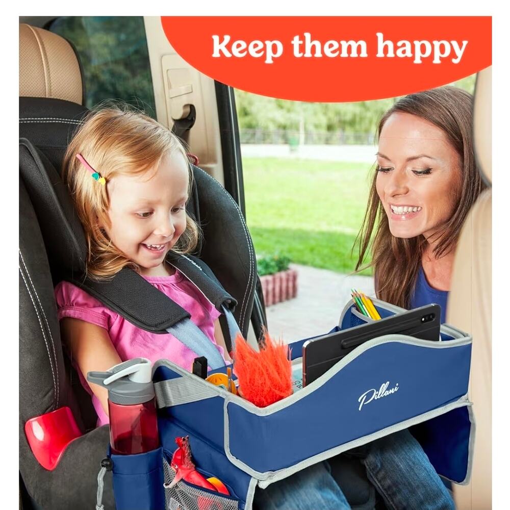 Kids Travel Tray for Car  with iPad Holder & Dry Erase Board